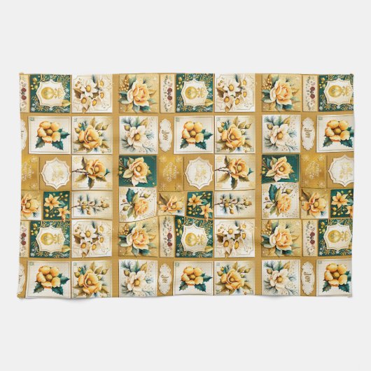 Christmas Roos Collage Theedoek (Horizontaal)