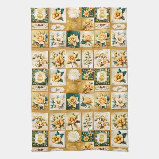 Christmas Roos Collage Theedoek (Verticaal)