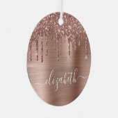 Christmas Roos Gold Glitter Gepersonaliseerd Metalen Ornament (Voorkant Rechts)