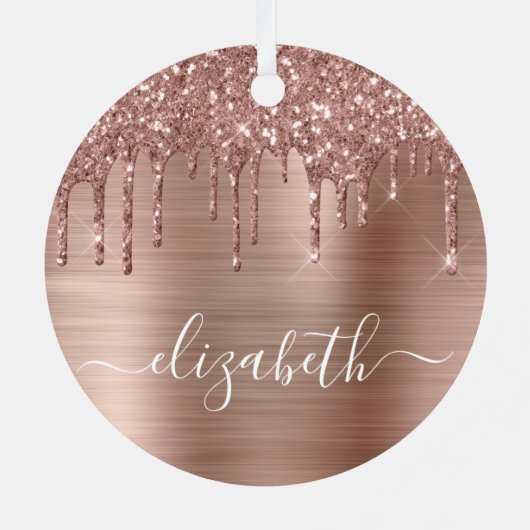 Christmas Roos Gold Glitter Gepersonaliseerd Metalen Ornament (Achterkant)