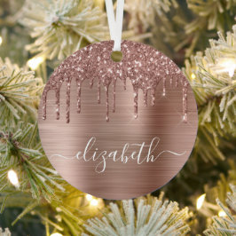 Christmas Roos Gold Glitter Gepersonaliseerd Metalen Ornament