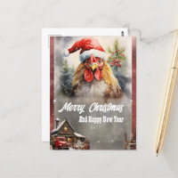 Christmas Rooster Waterverf