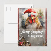 Christmas Rooster Waterverf Briefkaart (Voorkant / Achterkant)