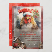 Christmas Rooster Waterverf Kaart (Voorkant / Achterkant)