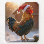 Christmas Rooster Wearing a Santa Hat Muismat (Voorkant)