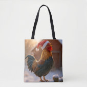 Christmas Rooster Wearing a Santa Hat Tote Bag (Voorkant)