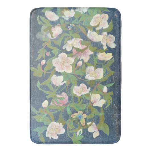 Christmas Rose & Silverwing Butterfly Nocturne Badmat (Voorkant Verticaal)