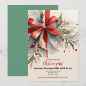 Christmas Roses Watercolor Flat Holiday Card Feestdagenkaart (Voorkant / Achterkant)