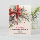 Christmas Roses Watercolor Flat Holiday Card Feestdagenkaart (Staand voorkant)