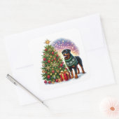 Christmas Rottweiler beroemd gemaakt door The Fest Vierkante Sticker (Envelop)
