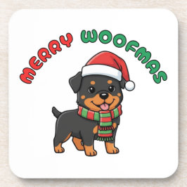 Christmas Rottweiler Coaster: Merry Woofmas Bier Onderzetter