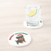 Christmas Rottweiler Coaster: Merry Woofmas Zandsteen Onderzetter (Zijkant)