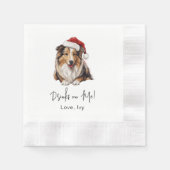 Christmas Rough Collie Dog Drink op mij Servet (Voorkant)