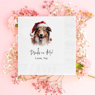 Christmas Rough Collie Dog Drink op mij Servet