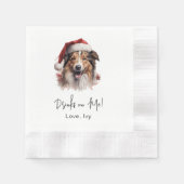 Christmas Rough Collie Dog Drink op mij Servet (Voorkant)
