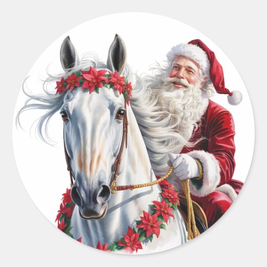  Christmas round sticker for Horse Lovers (Voorkant)