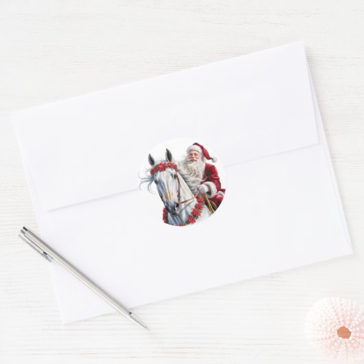  Christmas round sticker for Horse Lovers (Envelop)