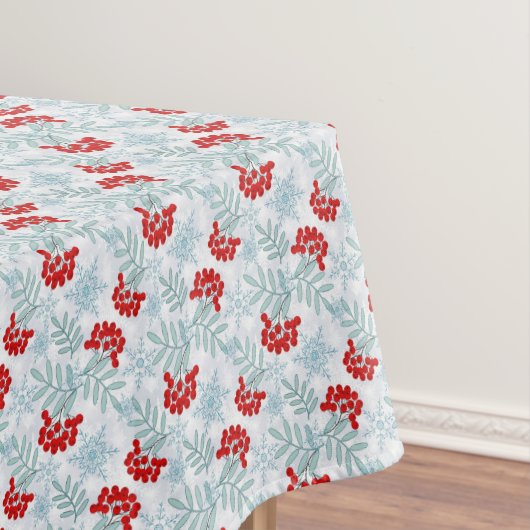 Christmas, Rowan, red, white, snowflakes Tafelkleed (Voorbeeld)