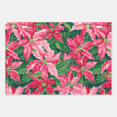 Christmas Ruby Pink Poinsettia N Leaves Pattern Inpakpapier Vel (Voorkant 2)