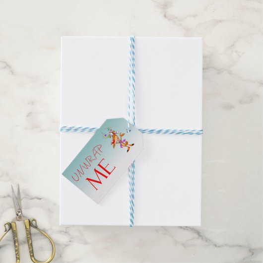 Christmas Rudolf Unwrap Me Gift Label Cadeaulabel (Met Touw)