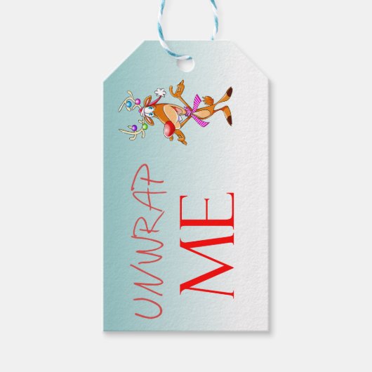 Christmas Rudolf Unwrap Me Gift Label Cadeaulabel (Voorkant)