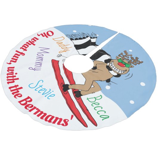 Christmas Rudolph Skiing Kerstboom Rok (Gekanteld)