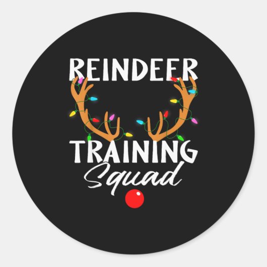 Christmas Running Reindeer Runner Training Squad T Ronde Sticker (Voorkant)
