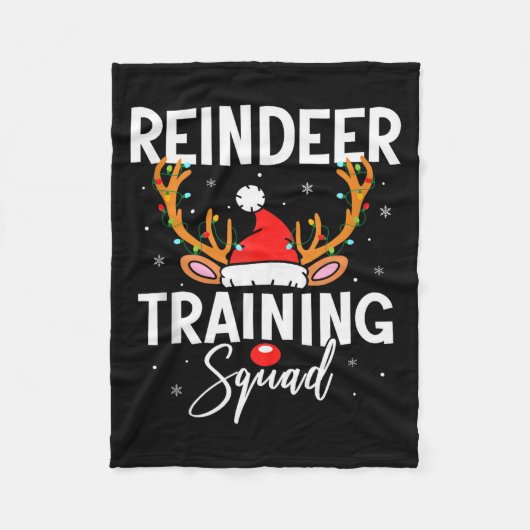 Christmas Running Team Funny Reindeer Training Squ Fleece Deken (Voorkant)