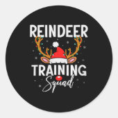 Christmas Running Team Funny Reindeer Training Squ Ronde Sticker (Voorkant)