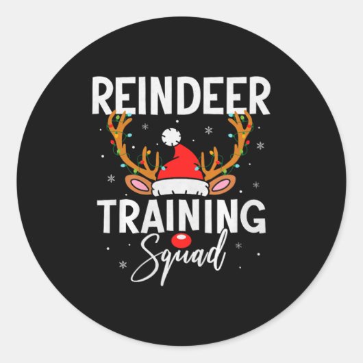 Christmas Running Team Funny Reindeer Training Squ Ronde Sticker (Voorkant)