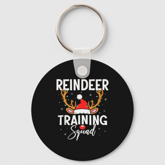 Christmas Running Team Funny Reindeer Training Squ Sleutelhanger (Voorkant)