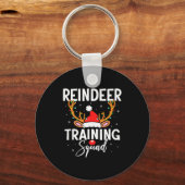 Christmas Running Team Funny Reindeer Training Squ Sleutelhanger (Voorkant)