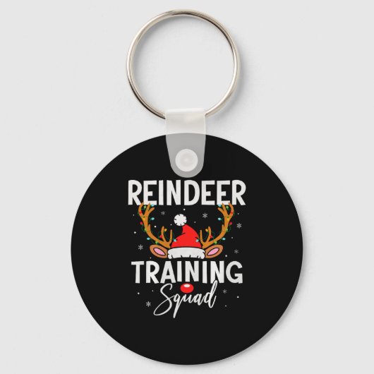 Christmas Running Team Funny Reindeer Training Squ Sleutelhanger (Voorkant)