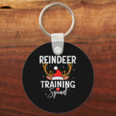 Christmas Running Team Funny Reindeer Training Squ Sleutelhanger (Voorkant)