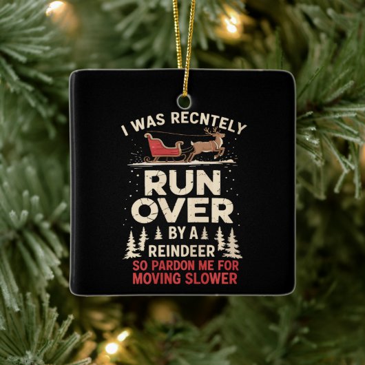 Christmas Runover beroemd gemaakt door Rendier Fun Keramisch Ornament (Boom)