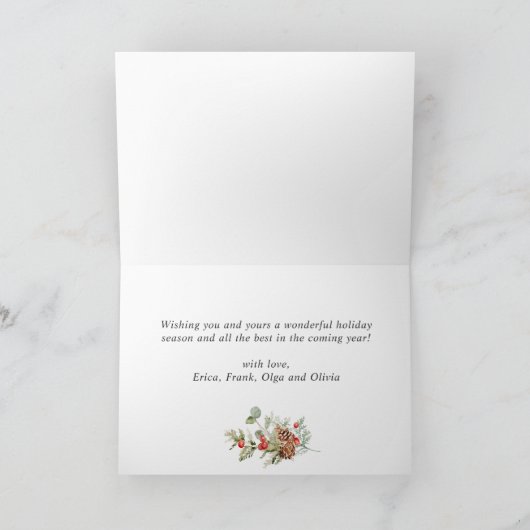 Christmas Rustic Brown Wood 4 PHOTO Greeting Feestdagen Kaart (Binnen)