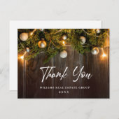 Christmas Rustic Corporate Holiday Dank u kaart (Voorkant / Achterkant)