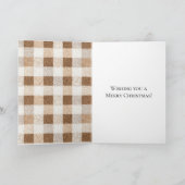 Christmas Rustic Cream Brown Plaid Deer Kaart (Binnen)