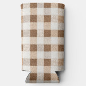 Christmas Rustic Cream Brown Plaid Deer Seltzer Blikjeskoeler (Achterkant)