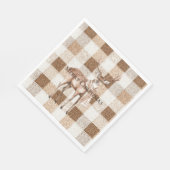 Christmas Rustic Cream Brown Plaid Deer Servet (Hoek)