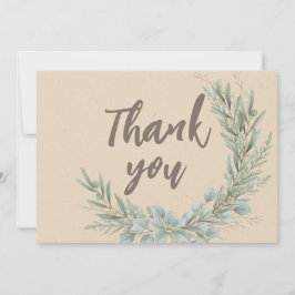 Christmas Rustic Greenery Krans Baby shower Bedankkaart