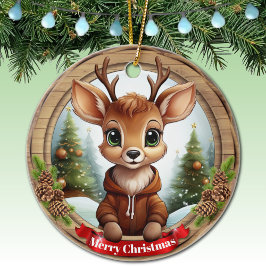 Christmas Rustic Vibe Personal Name Gift Tag 🦌🎄 Keramisch Ornament