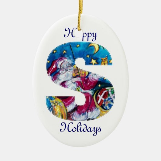 CHRISTMAS S BRIEF / INSPIRED SANTA MONOGRAM KERAMISCH ORNAMENT (Voorkant)
