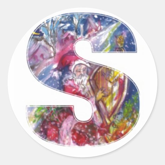 CHRISTMAS S BRIEF / SANTA DIE HARP SPEELT RONDE STICKER (Voorkant)