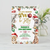 Christmas Safari 2nd Birthday Invitation Kaart (Staand voorkant)