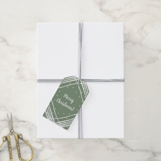 Christmas Sage Green Vrolijk Kerstfeest Cadeaulabel (Met Touw)