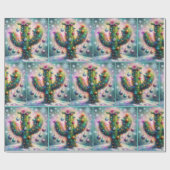 Christmas Saguaro Cactus Whimsical Decoupage Cadeaupapier (Vlak)