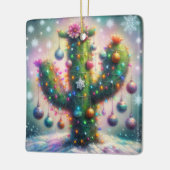 Christmas Saguaro Tree Cactus Whimsical Blauwgroen Keramisch Ornament (Links)