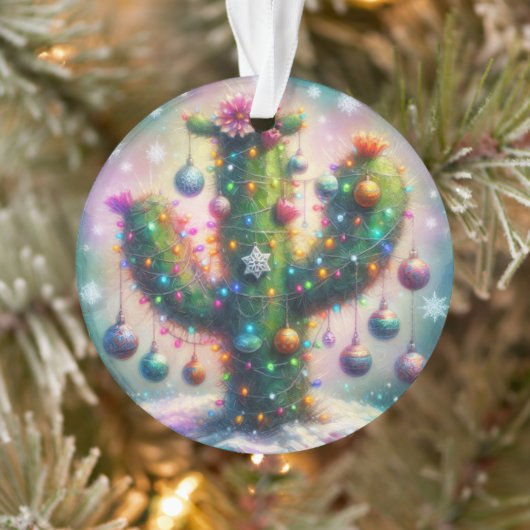 Christmas Saguaro Tree Cactus Whimsical Blauwgroen Ornament (Boom)