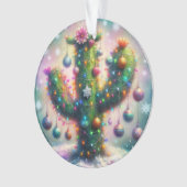 Christmas Saguaro Tree Cactus Whimsical Blauwgroen Ornament (voorkant)